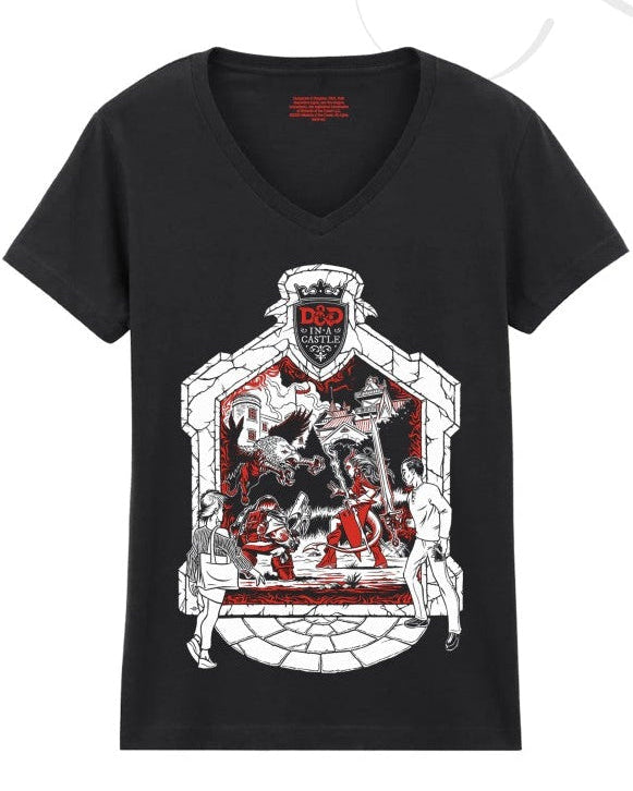 2026 V-Neck T-Shirt; Portal Art, UK - Commemorative D&D in a Castle Wear