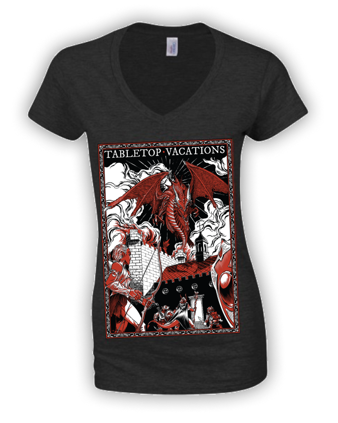 2025 T-Shirt with Dragon Art, UK Store - Commemorative D&D in a Castle Wear
